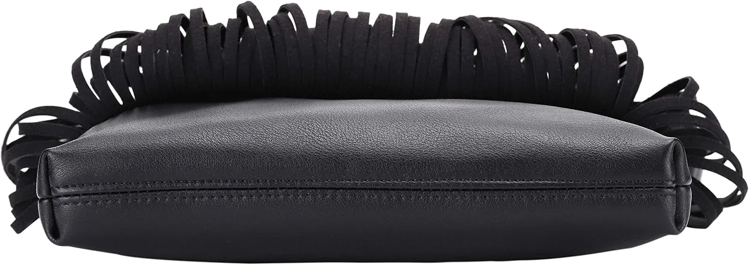 B BRENTANO Vegan Fringed Crossbody Bag with Studs