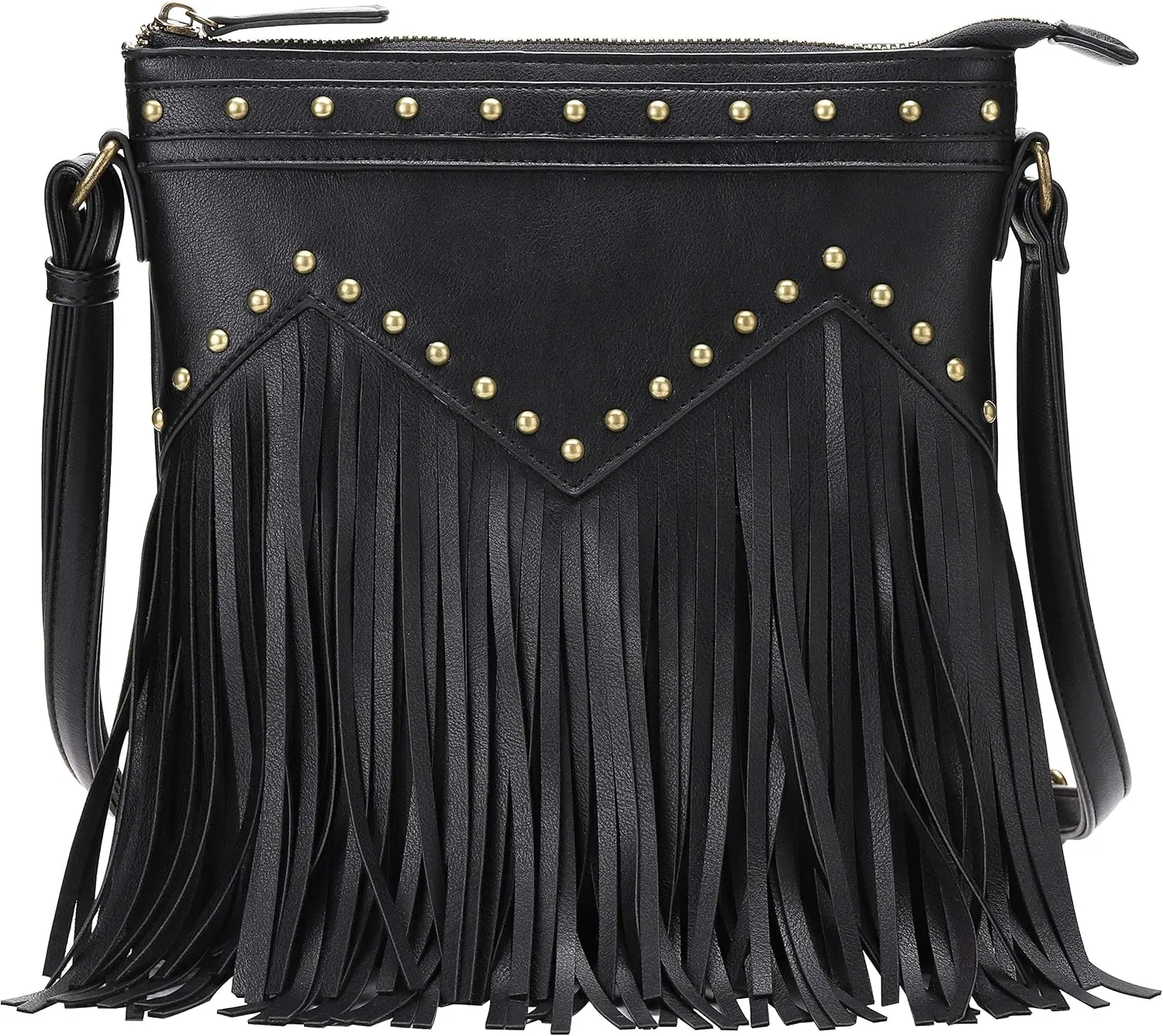 B BRENTANO Vegan Fringed Crossbody Bag with Studs
