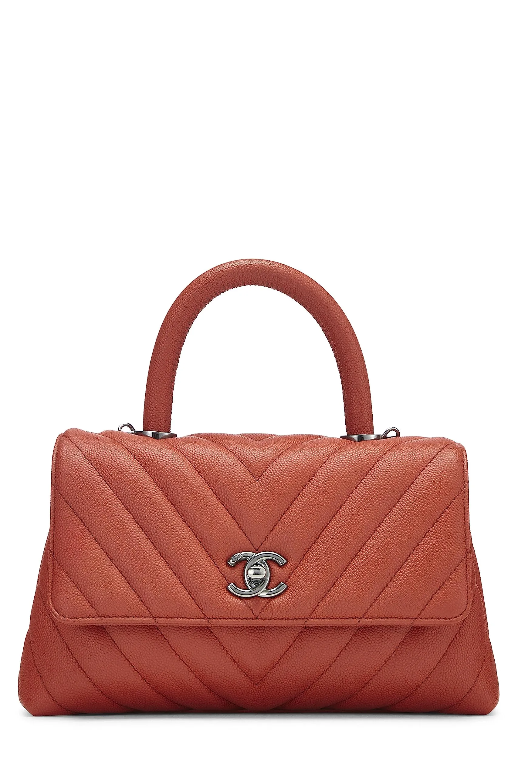  Bag Small, Chevron Caviar Orange Handle Chanel, Artistic flair Coco Orange Privacy-focused