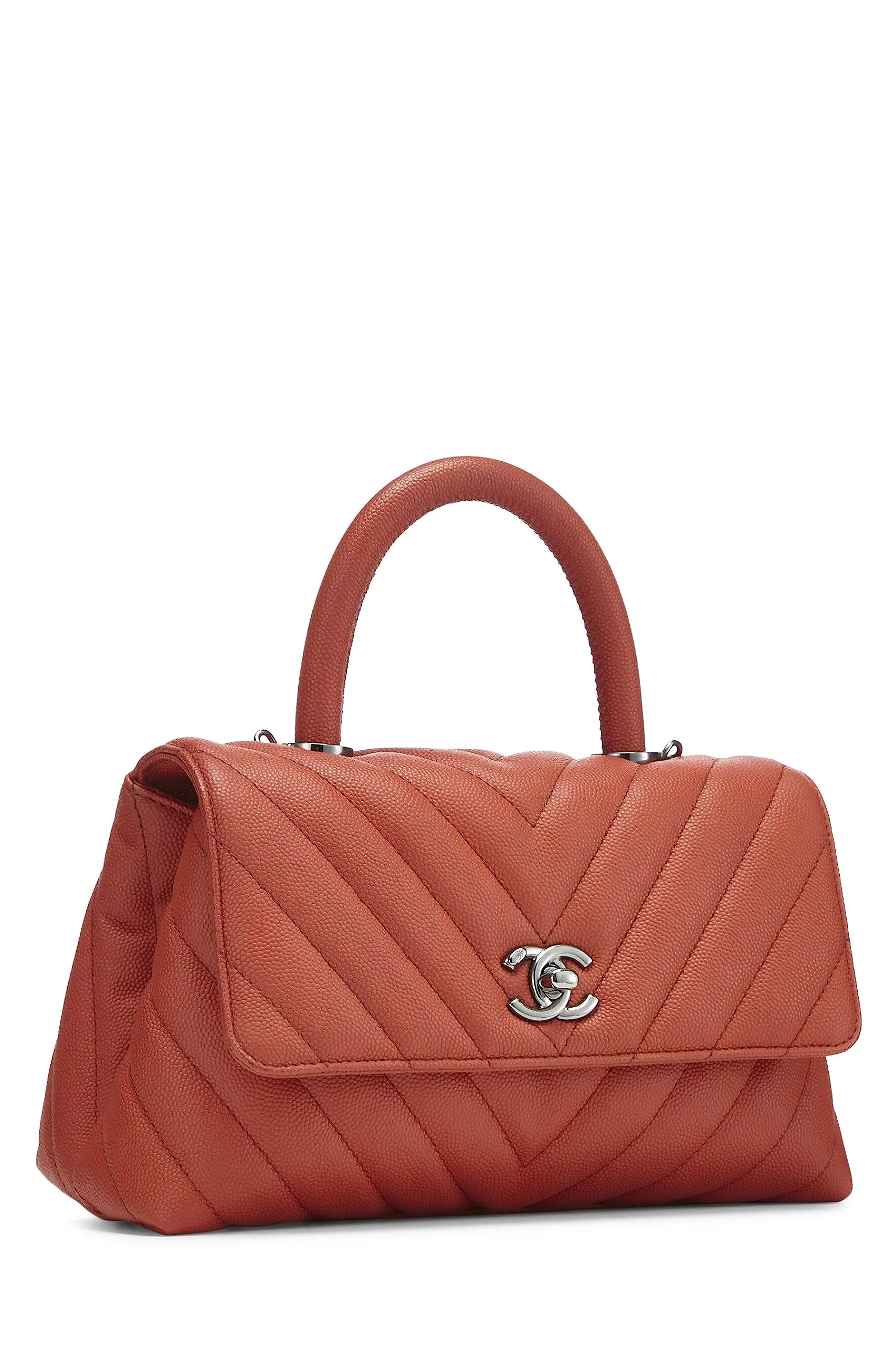  Bag Small, Chevron Caviar Orange Handle Chanel, Artistic flair Coco Orange Privacy-focused