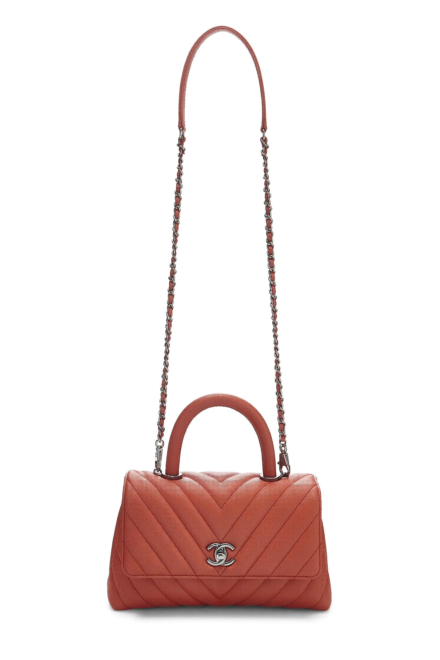  Bag Small, Chevron Caviar Orange Handle Chanel, Artistic flair Coco Orange Privacy-focused