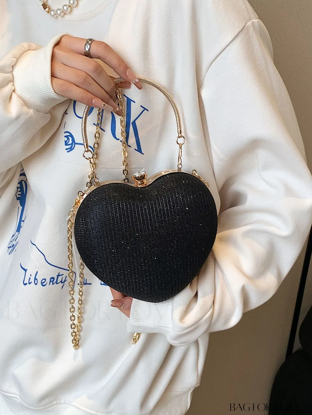 BagForLove - 2023 Summer New Design Rhinestone Heart Shaped Shoulder/Crossbody Bag - Fashionably Versatile
