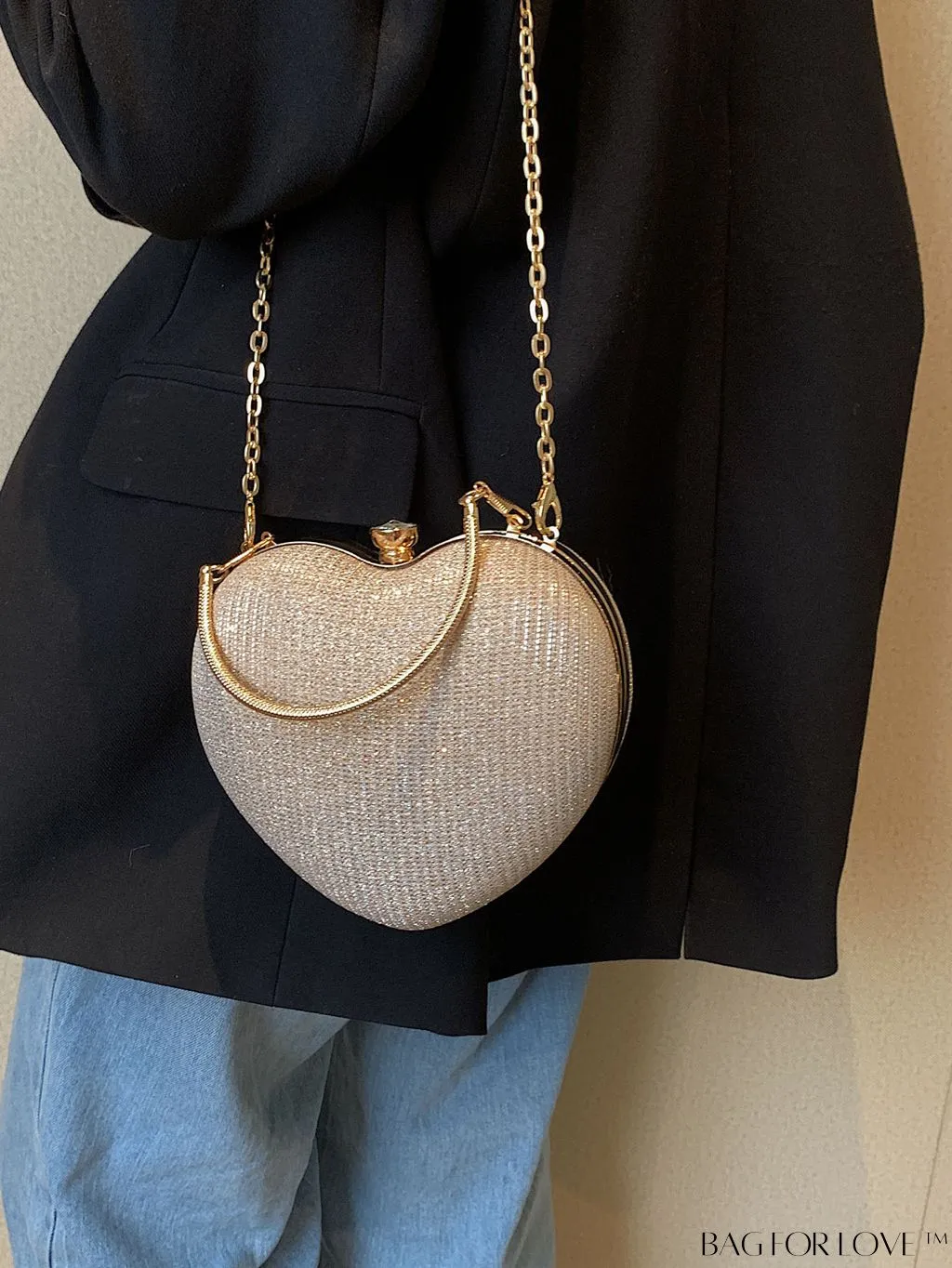 BagForLove - 2023 Summer New Design Rhinestone Heart Shaped Shoulder/Crossbody Bag - Fashionably Versatile