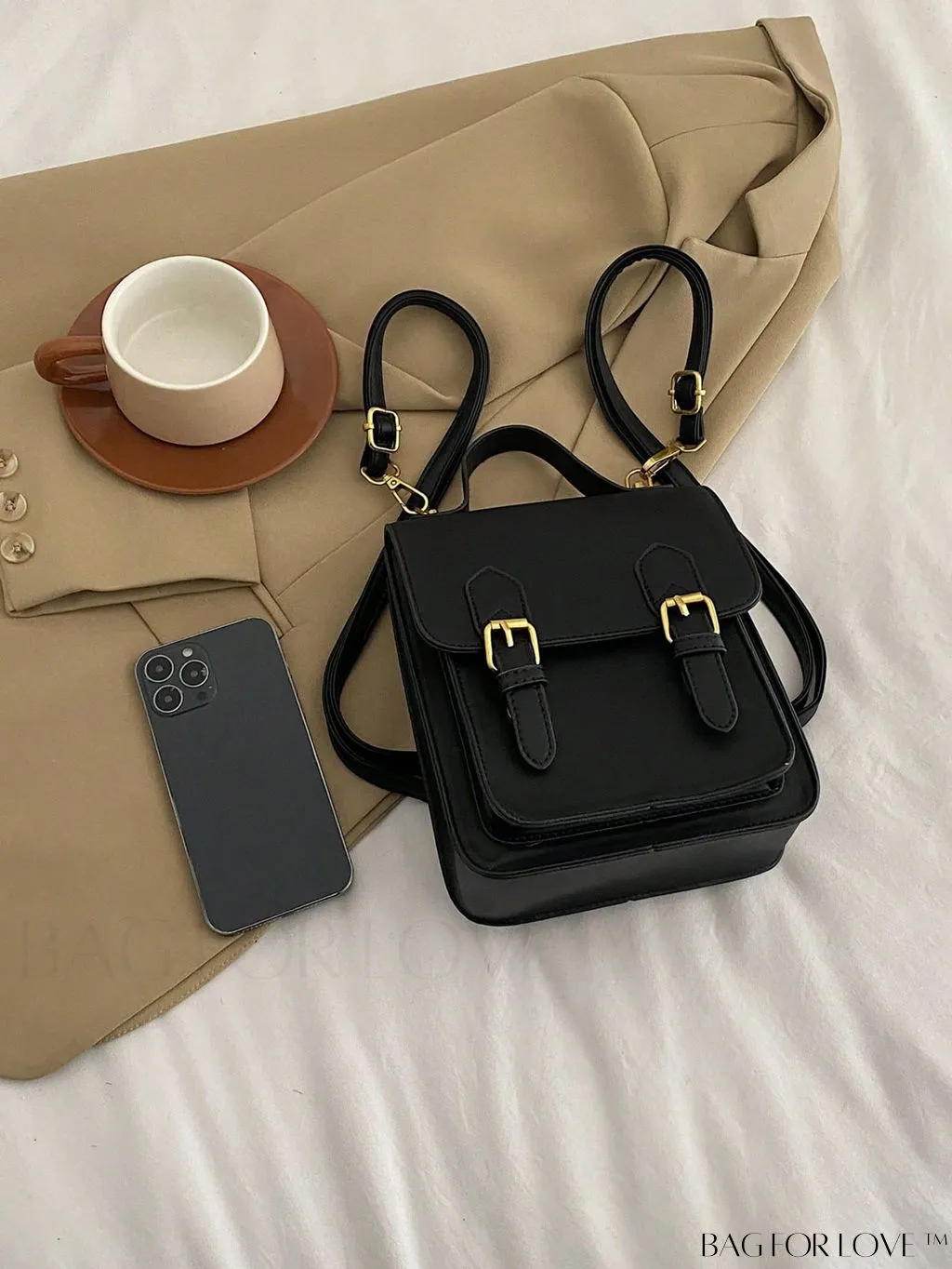 BagForLove - Adjustable PU Mini Classic Backpack with Buckle Decoration