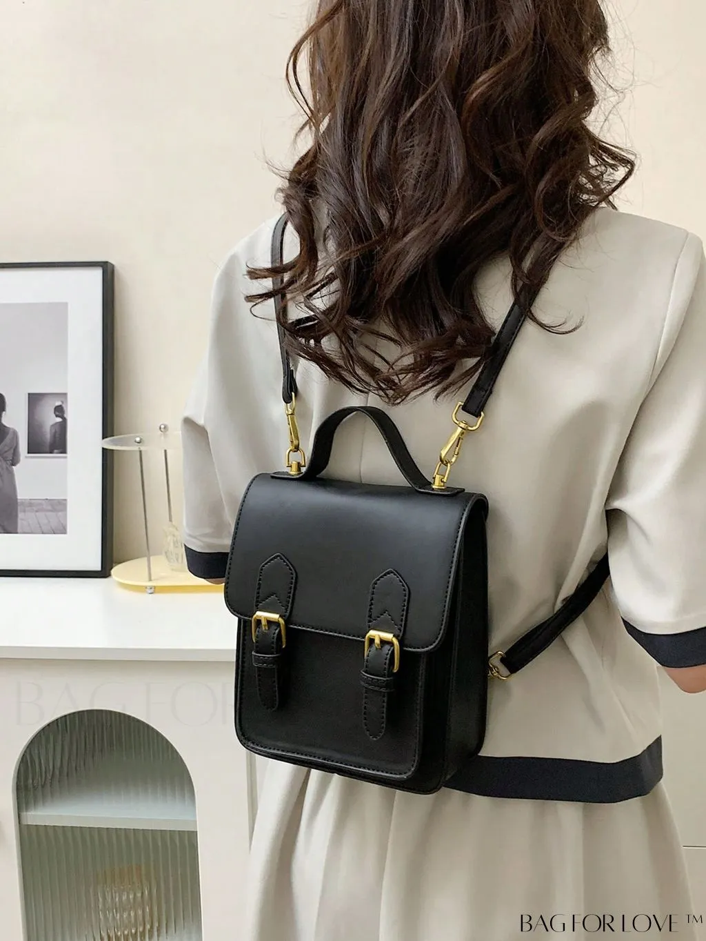 BagForLove - Adjustable PU Mini Classic Backpack with Buckle Decoration