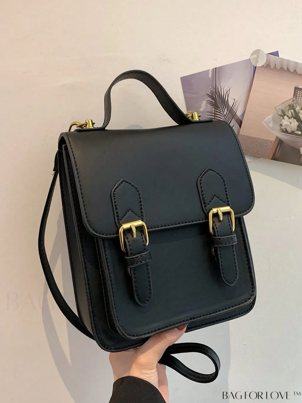 BagForLove - Adjustable PU Mini Classic Backpack with Buckle Decoration