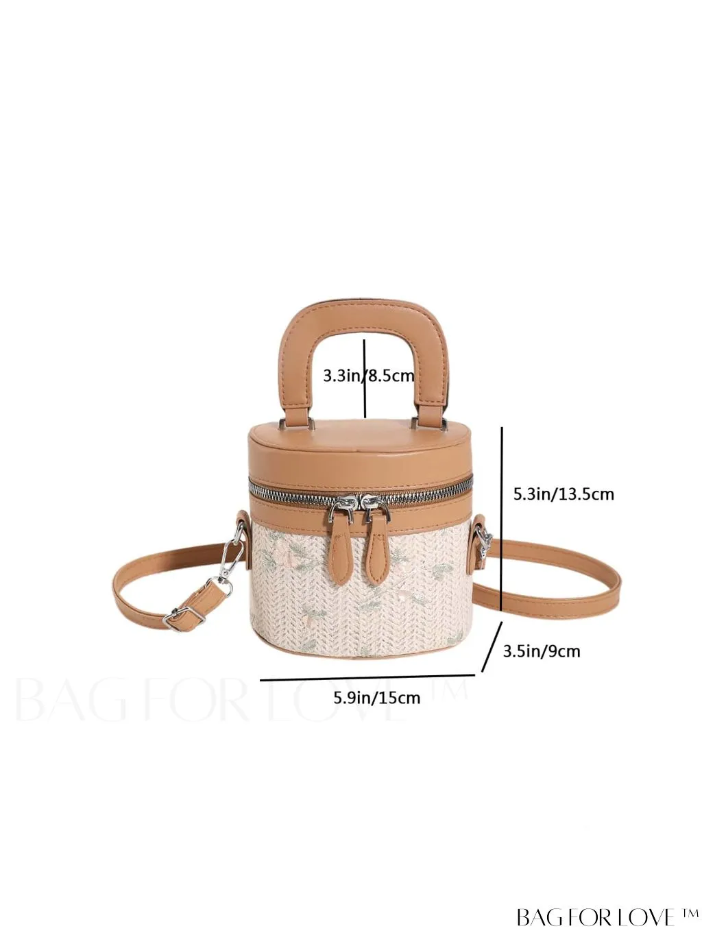 BagForLove - Adjustable Shoulder Strap Holiday Style Woven Tote Bag with Mini Color Block & Flower Pattern