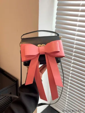 BagForLove - Chic Color Block Handbag with Mini Size, Bowknot Detail, and Twist Lock