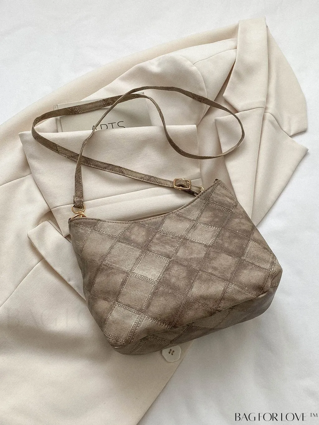 BagForLove - Chic Khaki Geometric Pattern PU Crossbody Bag