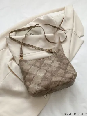 BagForLove - Chic Khaki Geometric Pattern PU Crossbody Bag