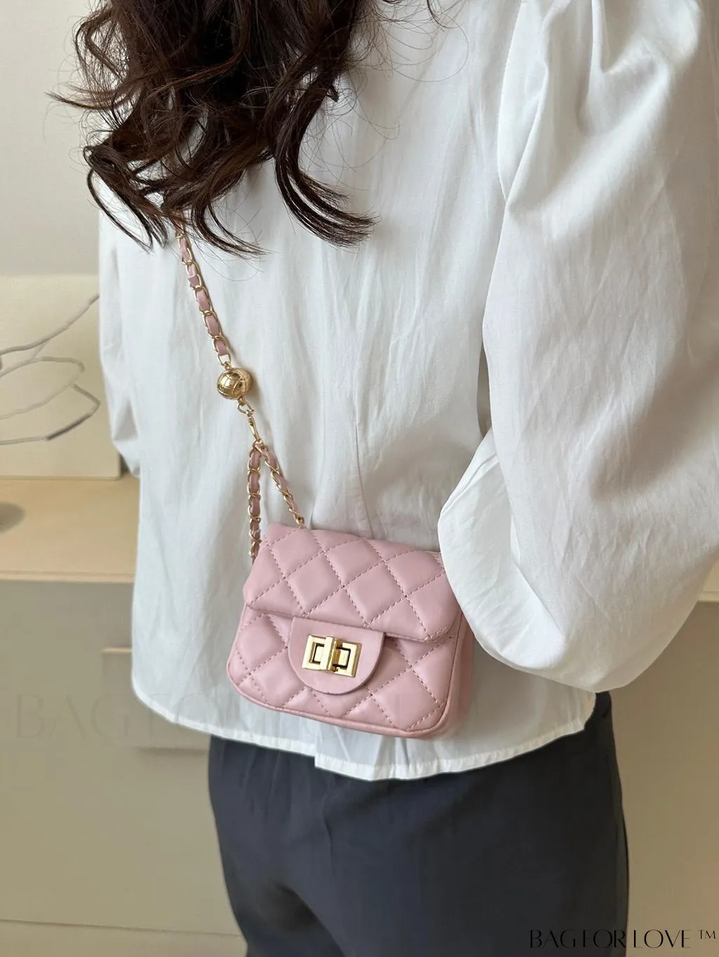 BagForLove - Chic Mini Square Bag with Argyle Pattern and Turn-lock Fastening