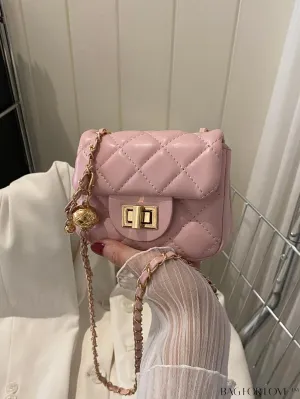 BagForLove - Chic Mini Square Bag with Argyle Pattern and Turn-lock Fastening