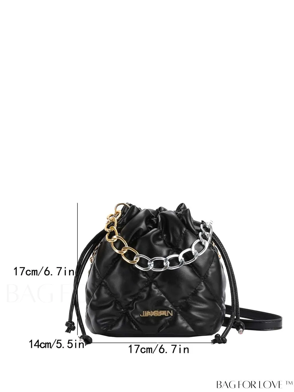 BagForLove - Chic Mini Tote Bag with Fashionable Letter Patches, Stitching & Drawstring Design