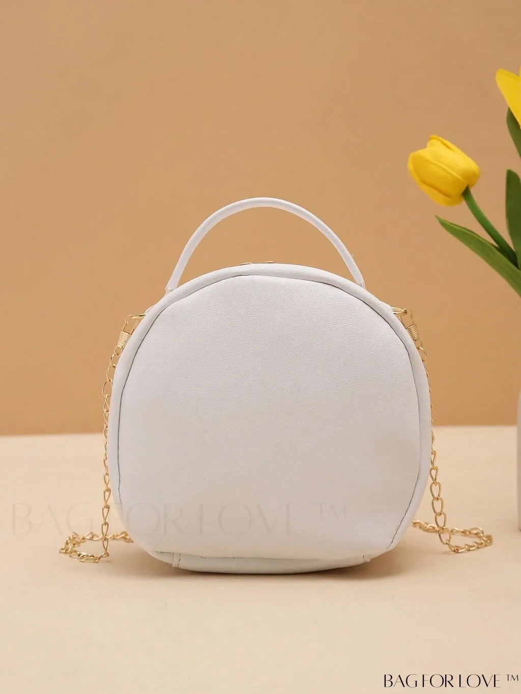 BagForLove - Chic Quilted Circle Bag with Metal Accents - Stylish and Compact