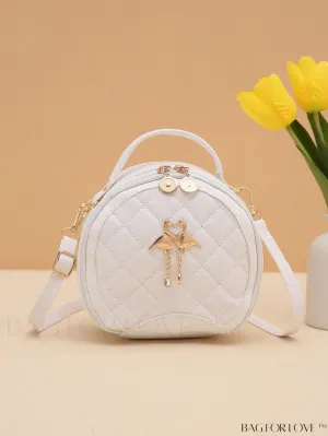 BagForLove - Chic Quilted Circle Bag with Metal Accents - Stylish and Compact