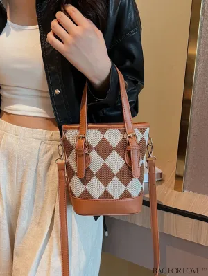 BagForLove - Chic Womens Straw Mini Bucket Bag | Diagonal Shoulder & Retro Design