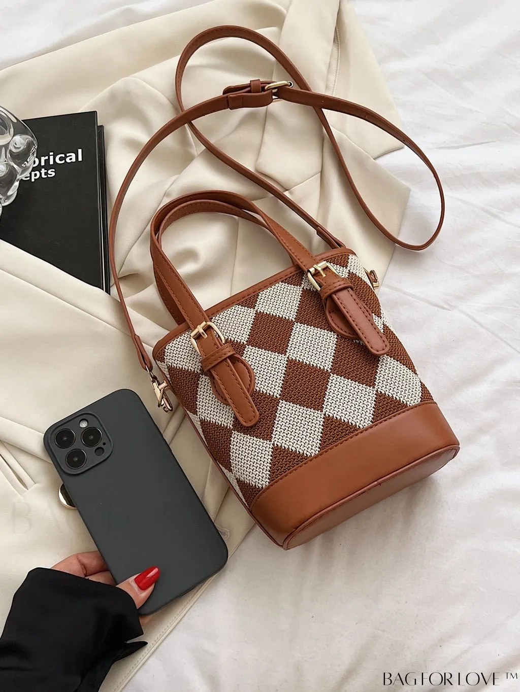 BagForLove - Chic Womens Straw Mini Bucket Bag | Diagonal Shoulder & Retro Design