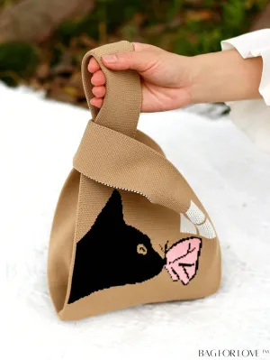 BagForLove - Compact Adorable Cat Crochet Bag with Dual Handles