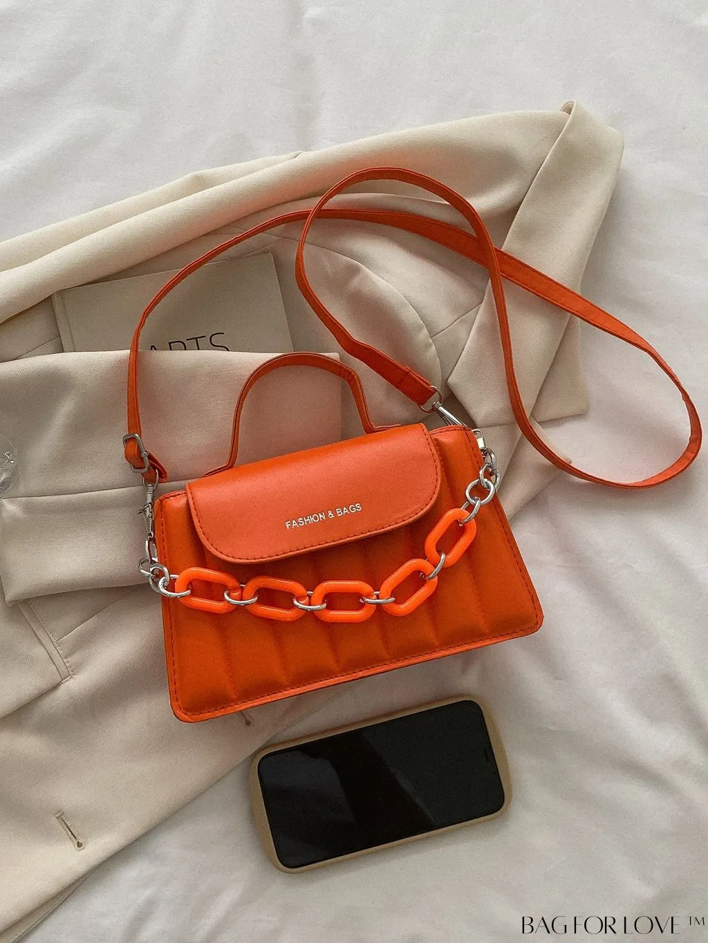BagForLove - Compact Chain-Adorned Satchel: Sleek and Sophisticated