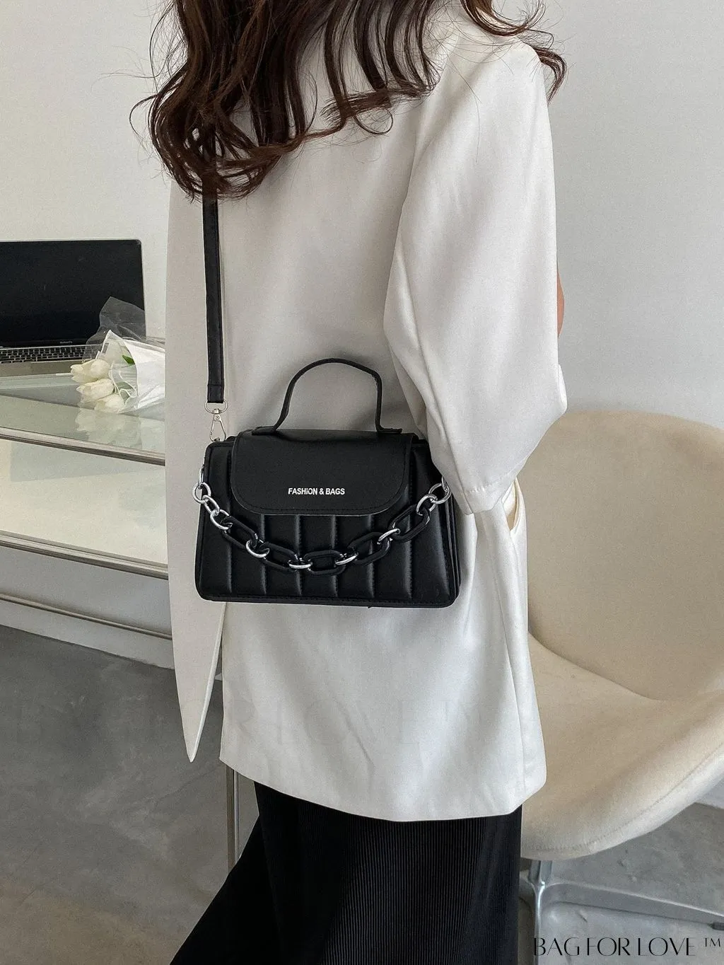 BagForLove - Compact Chain-Adorned Satchel: Stylish and Functional