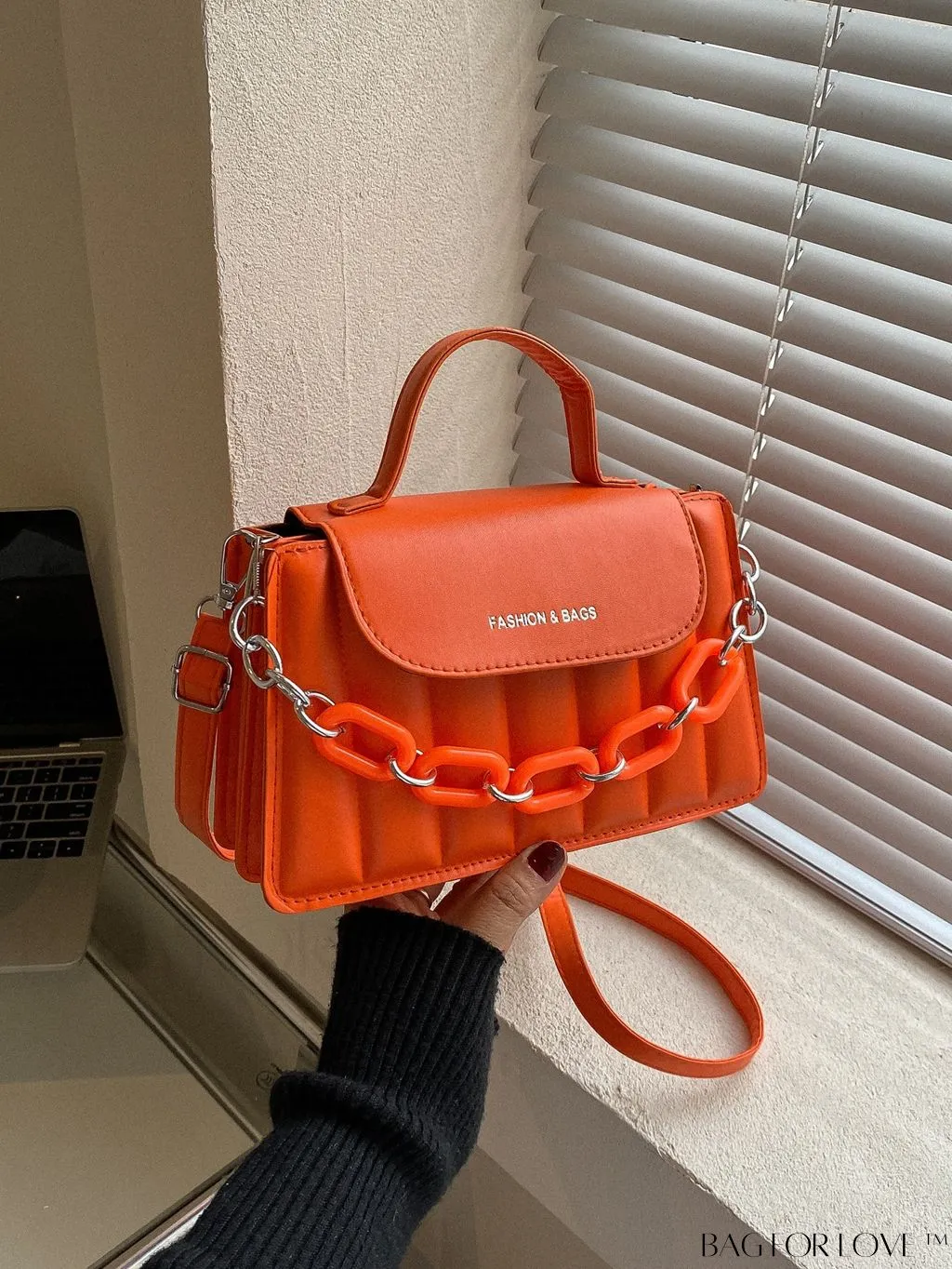 BagForLove - Compact Chain-Adorned Satchel: Stylish and Functional
