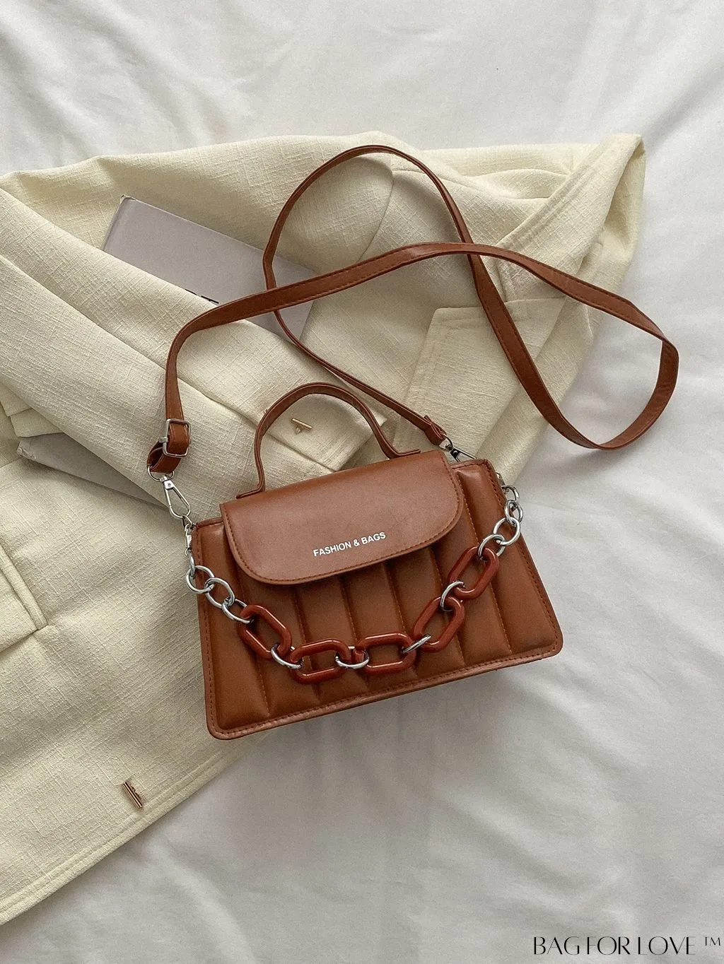 BagForLove - Compact Chain-Adorned Satchel: Stylish and Functional