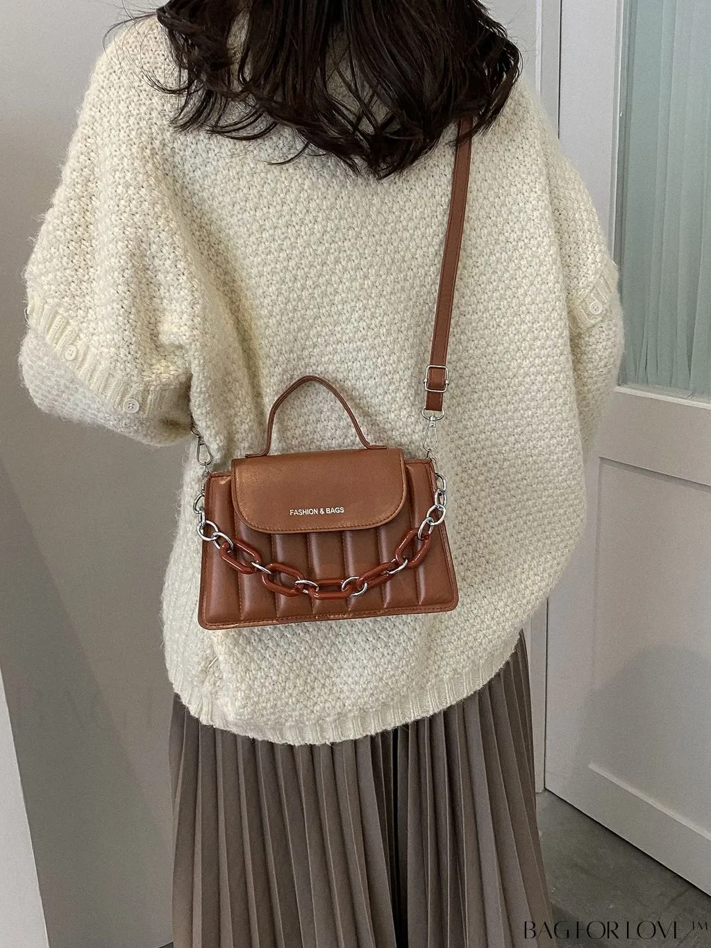 BagForLove - Compact Chain-Adorned Satchel: Stylish and Functional