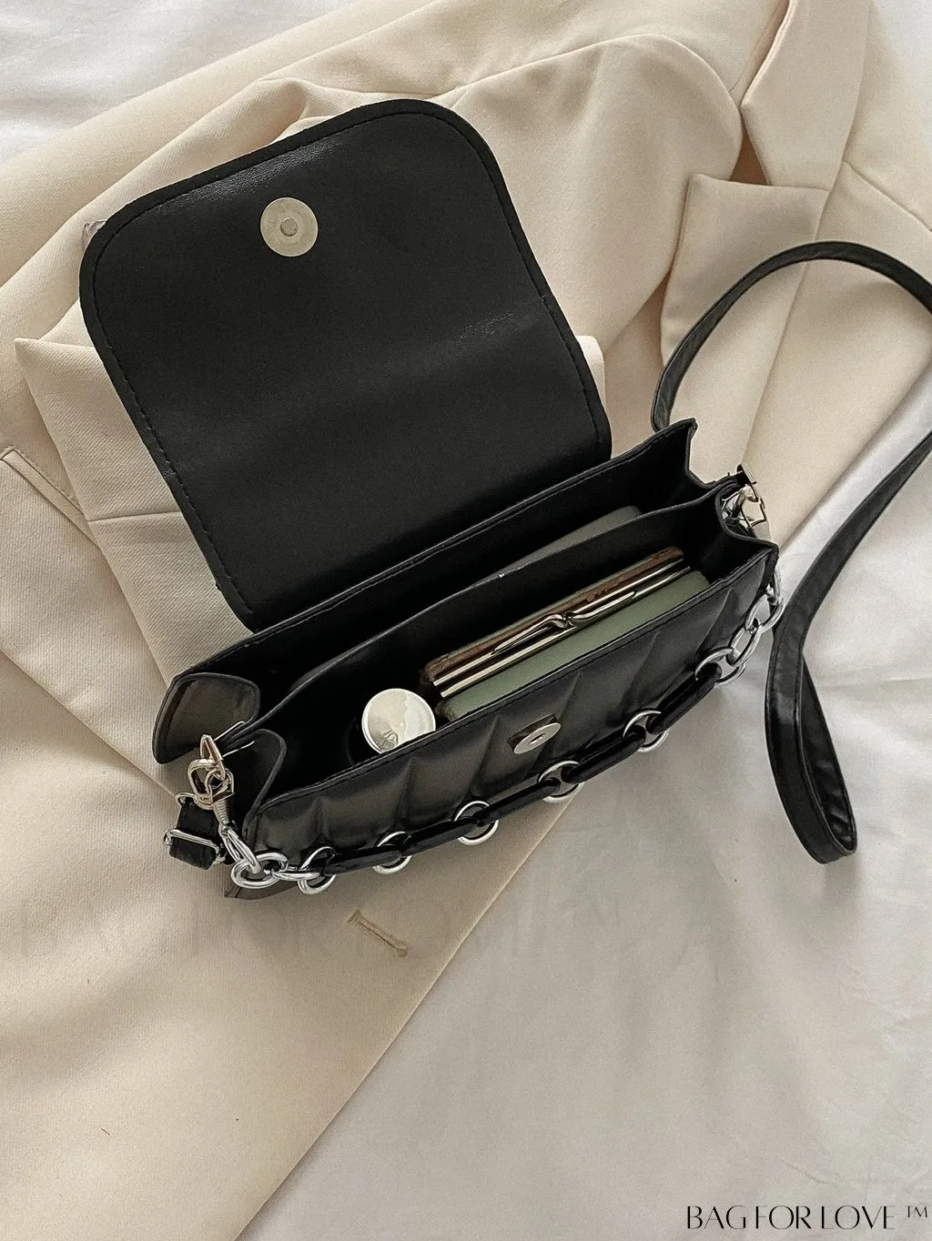 BagForLove - Compact Chain-Adorned Satchel: Stylish and Functional
