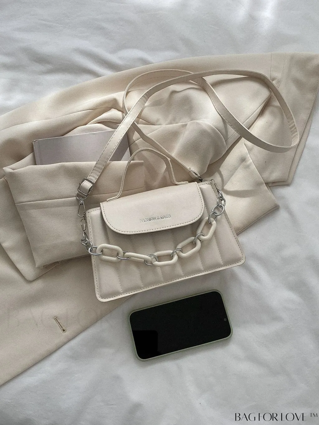 BagForLove - Compact Chain-Adorned Satchel: Stylish and Functional