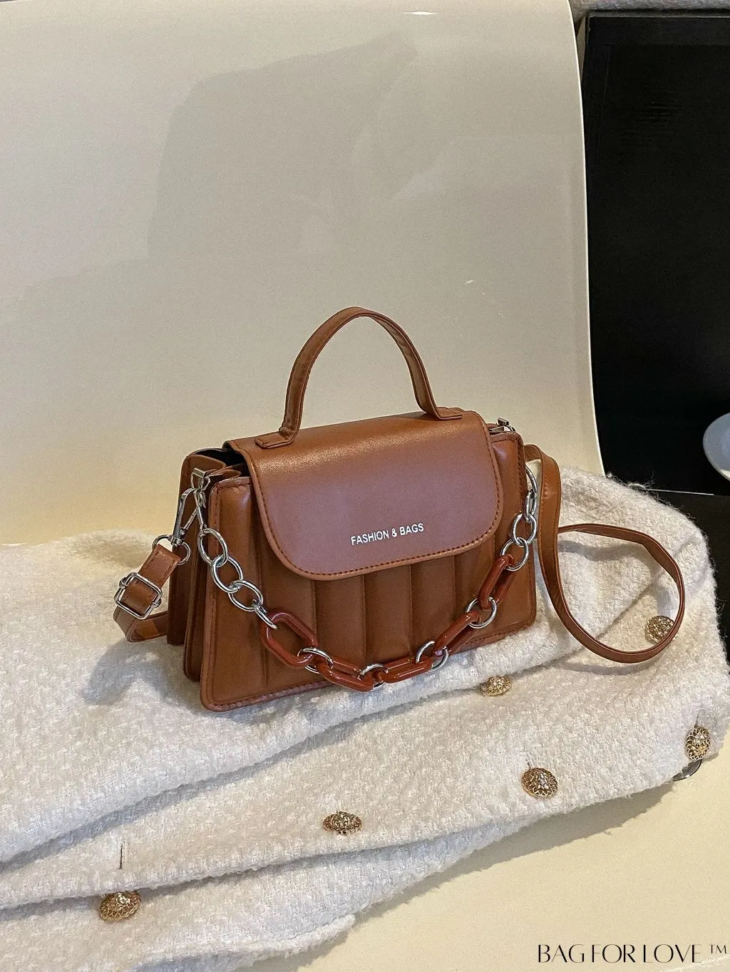 BagForLove - Compact Chain-Adorned Satchel: Stylish and Functional