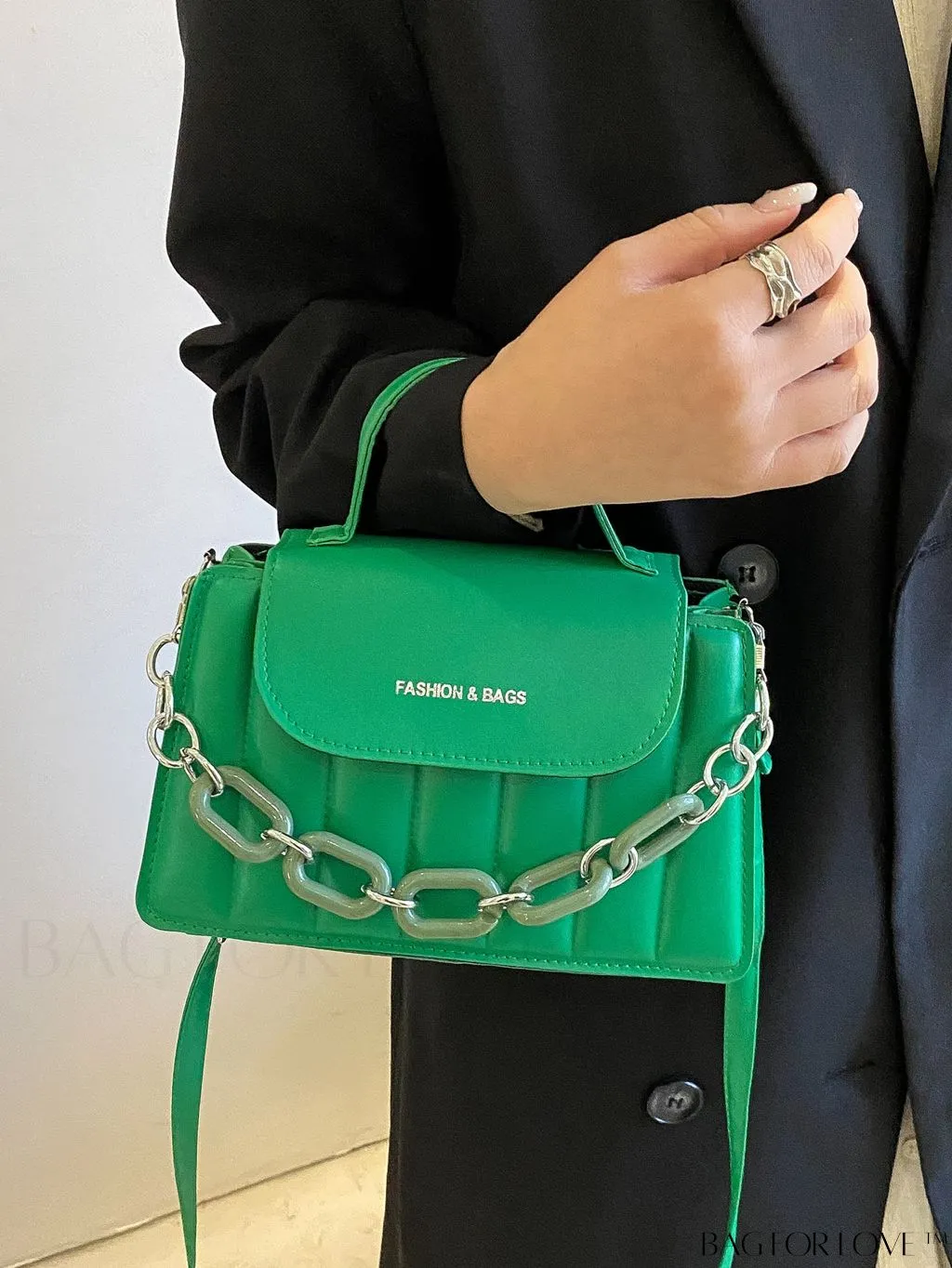 BagForLove - Compact Chain-Adorned Satchel: Stylish and Functional