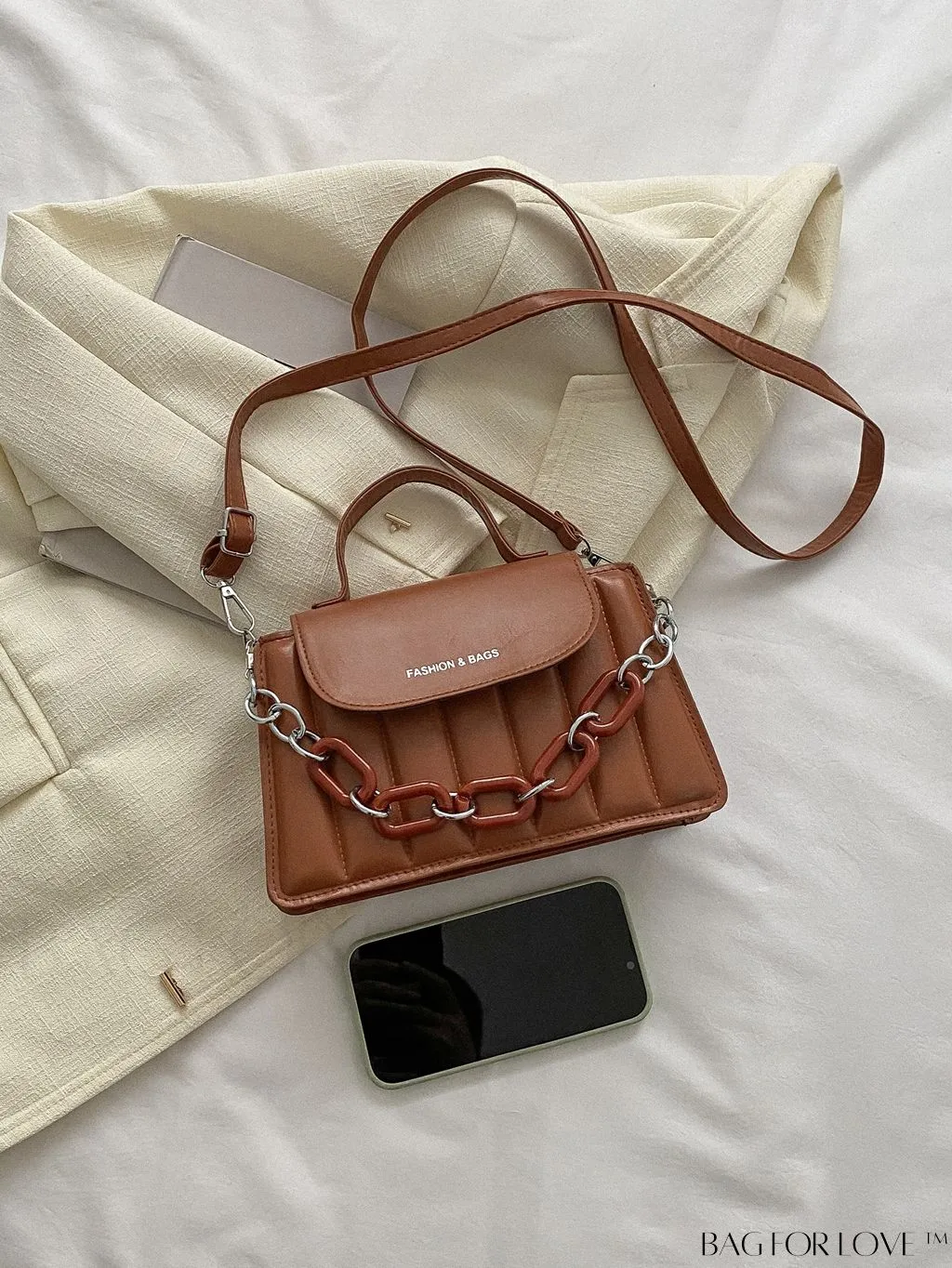 BagForLove - Compact Chain-Adorned Satchel: Stylish and Functional