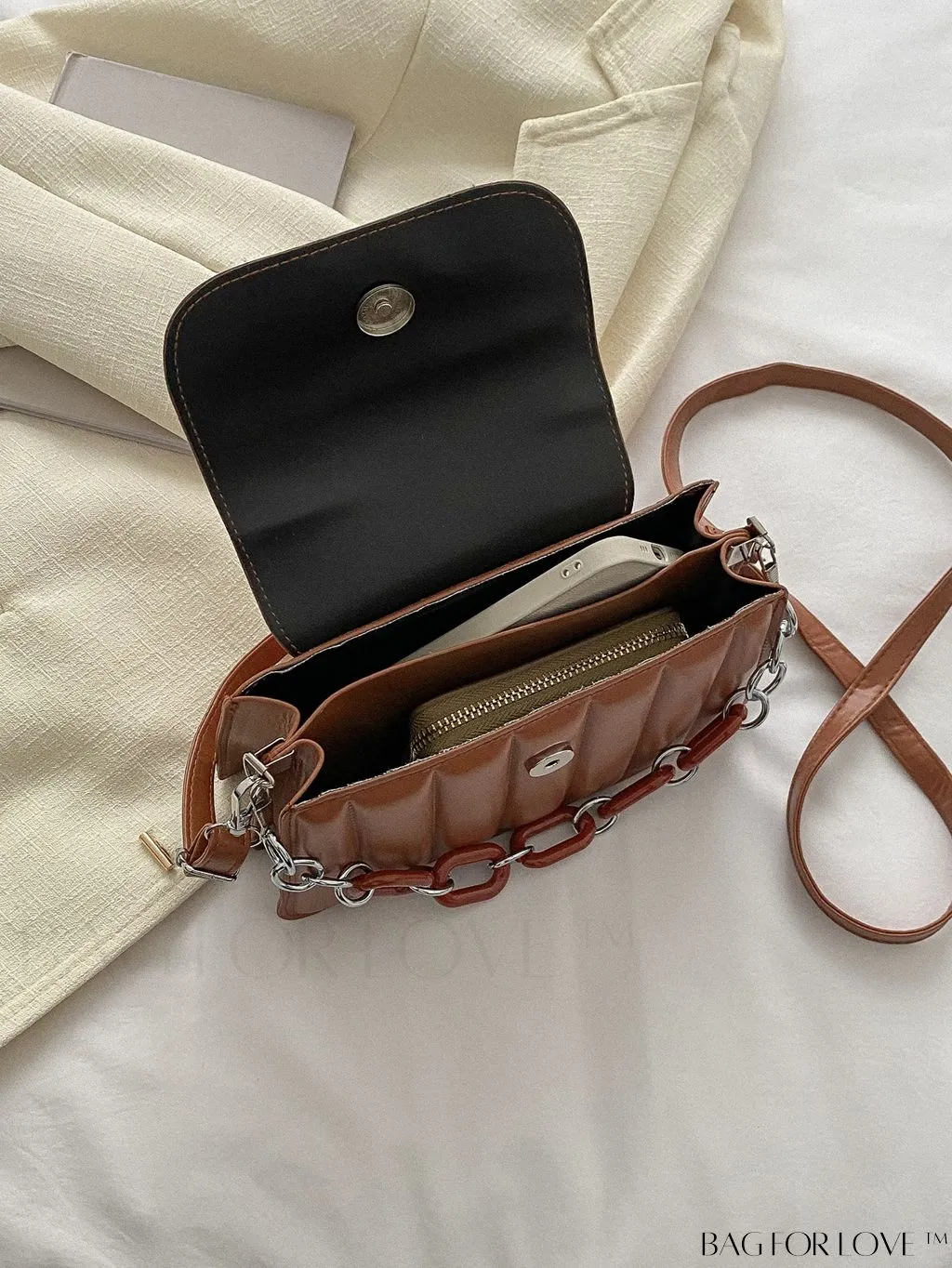 BagForLove - Compact Chain-Adorned Satchel: Stylish and Functional