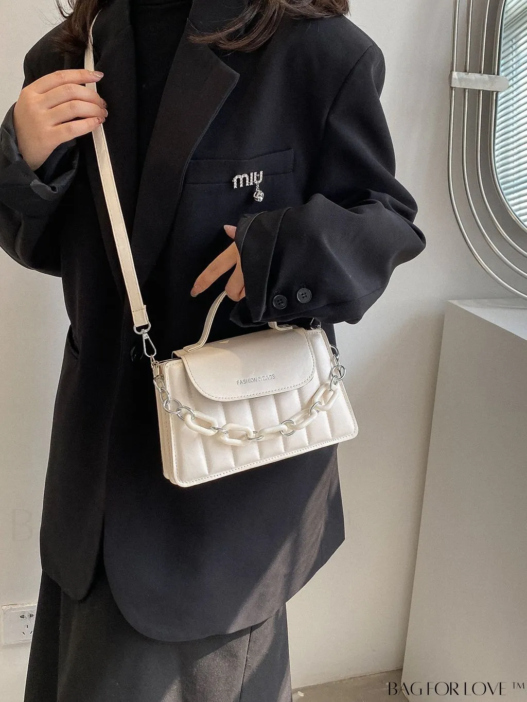 BagForLove - Compact Chain-Adorned Satchel: Stylish and Functional