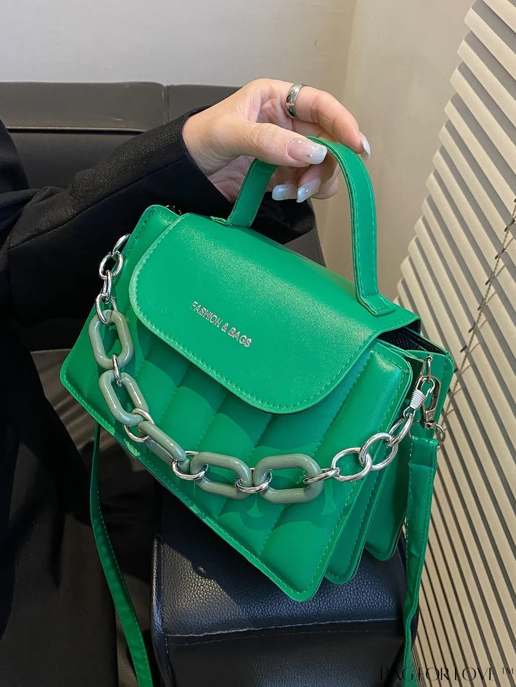 BagForLove - Compact Chain-Adorned Satchel: Stylish and Functional
