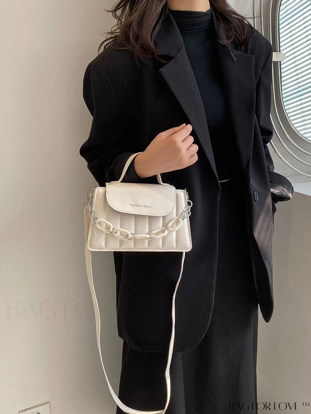 BagForLove - Compact Chain-Adorned Satchel: Stylish and Functional