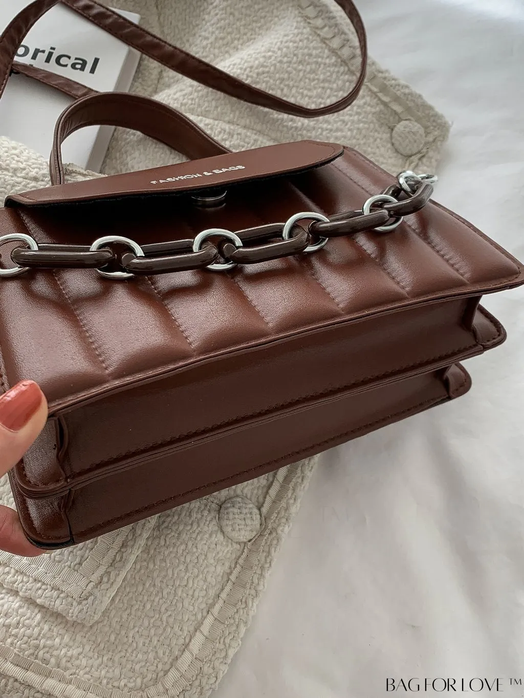 BagForLove - Compact Chain-Adorned Satchel: Stylish and Functional