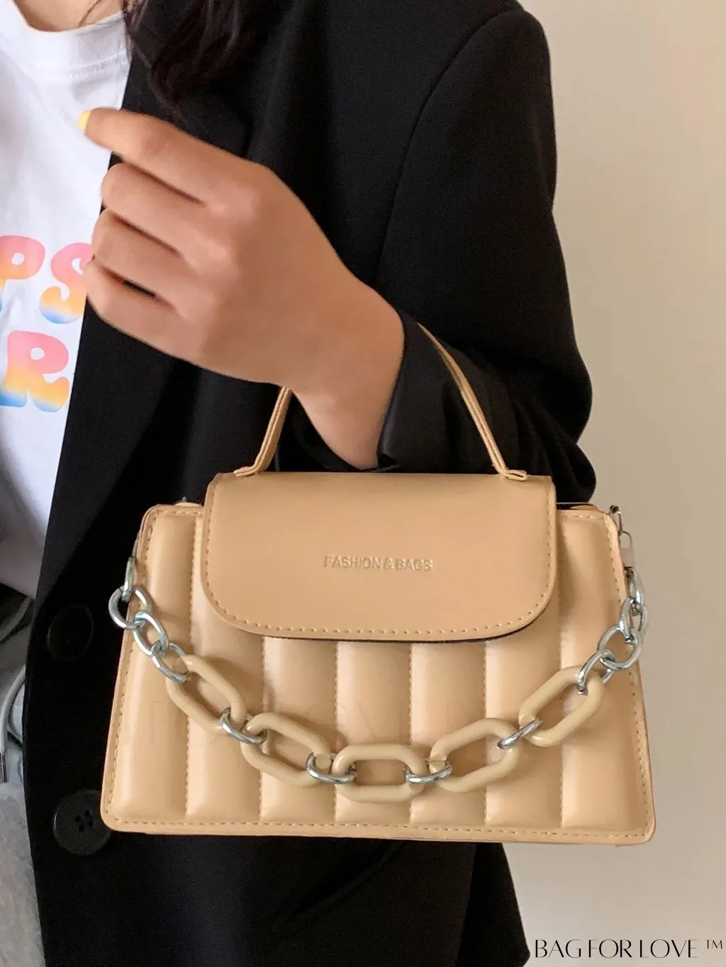 BagForLove - Compact Chain-Adorned Satchel: Stylish and Functional
