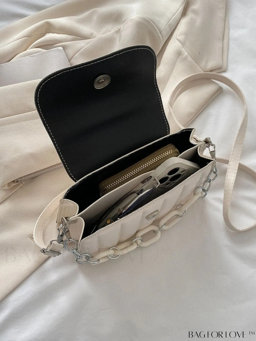 BagForLove - Compact Chain-Adorned Satchel: Stylish and Functional