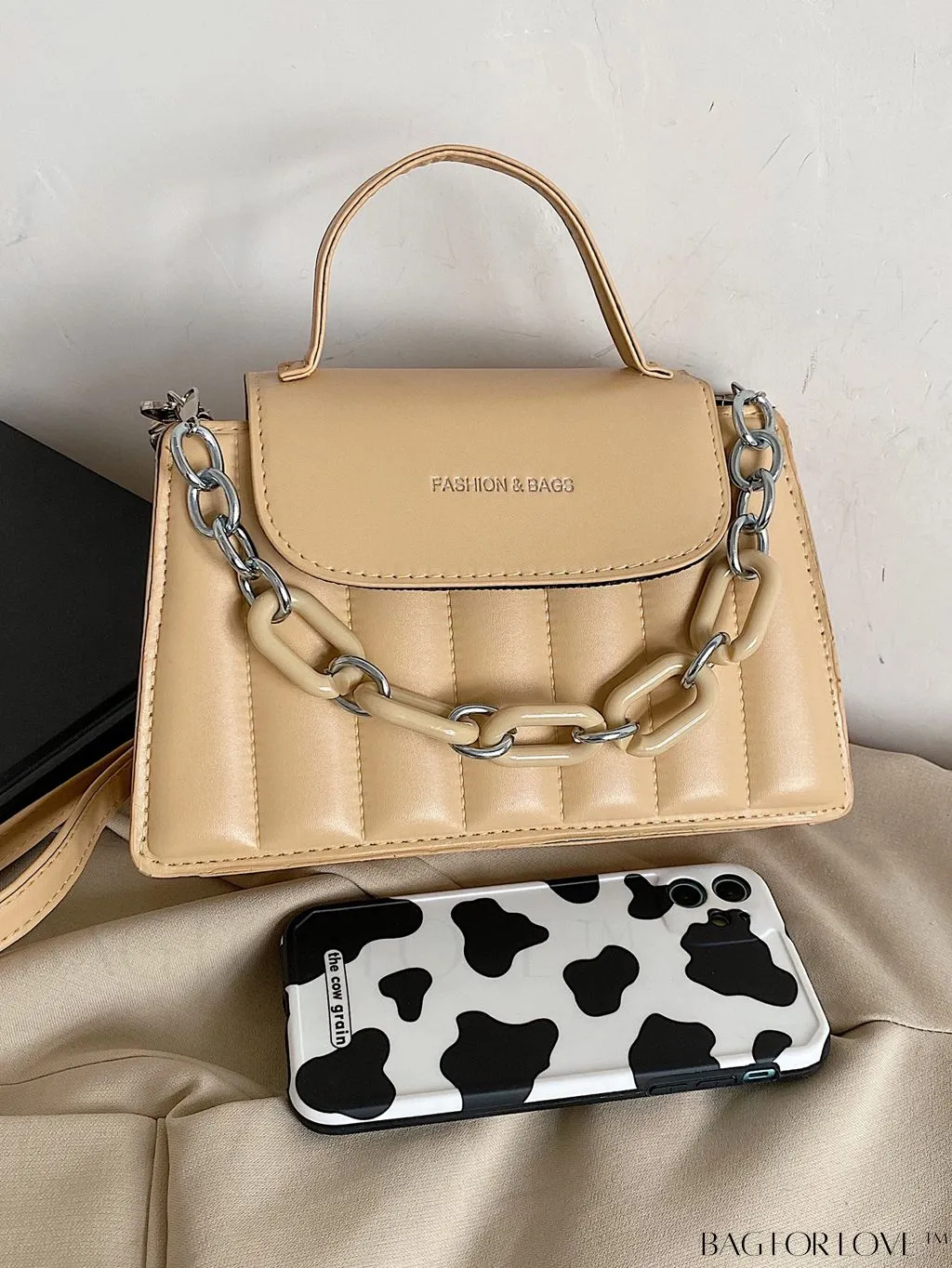 BagForLove - Compact Chain-Adorned Satchel: Stylish and Functional