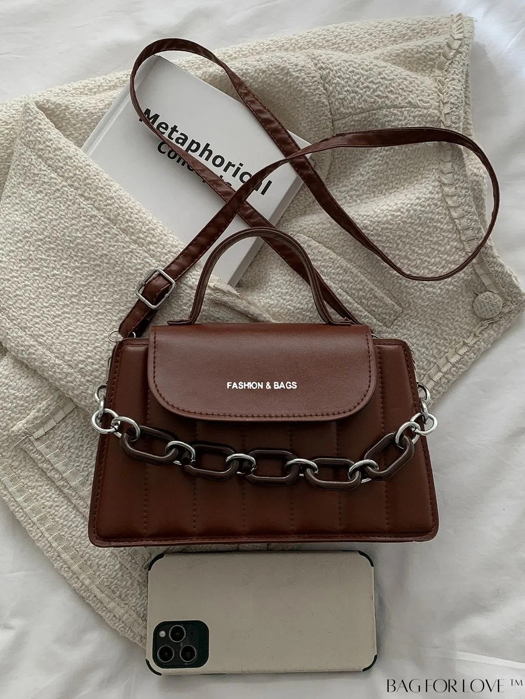 BagForLove - Compact Chain-Adorned Satchel: Stylish and Functional