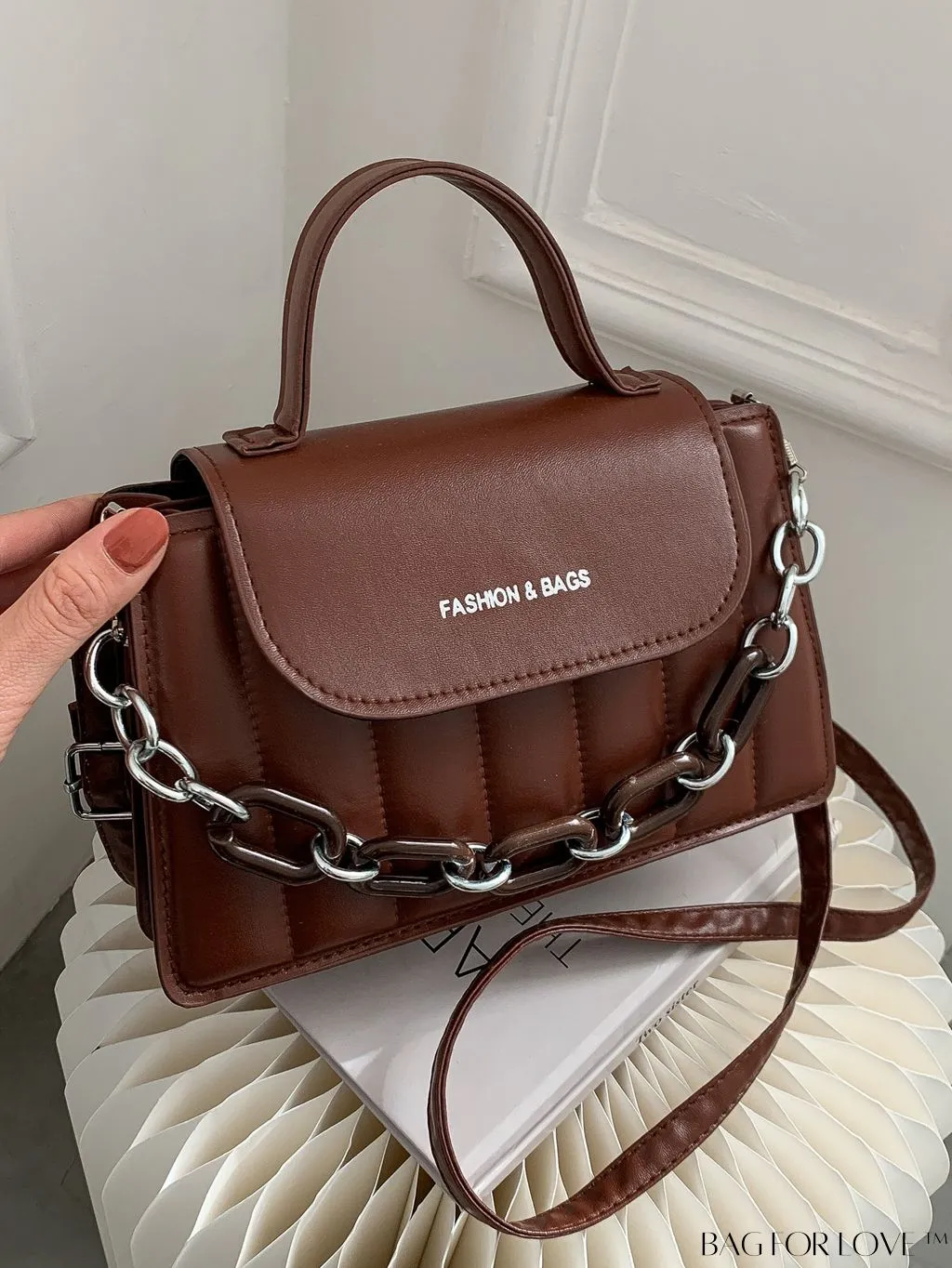 BagForLove - Compact Chain-Adorned Satchel: Stylish and Functional