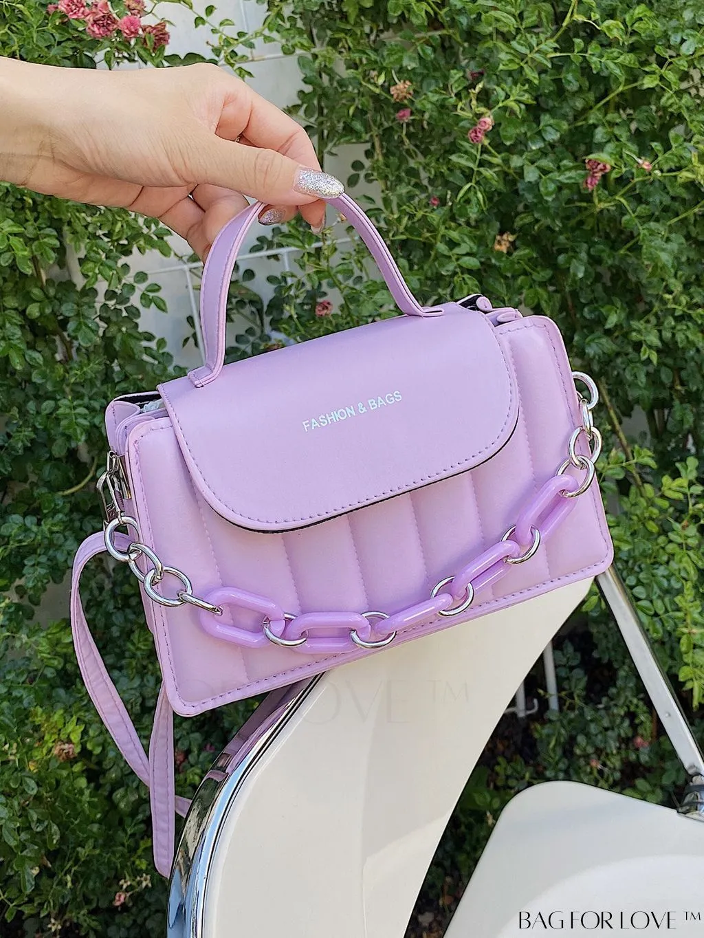 BagForLove - Compact Chain-Adorned Satchel: Stylish and Functional