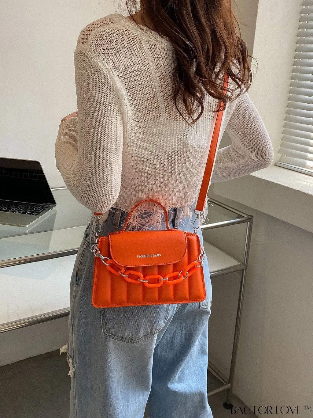 BagForLove - Compact Chain-Adorned Satchel: Stylish and Functional