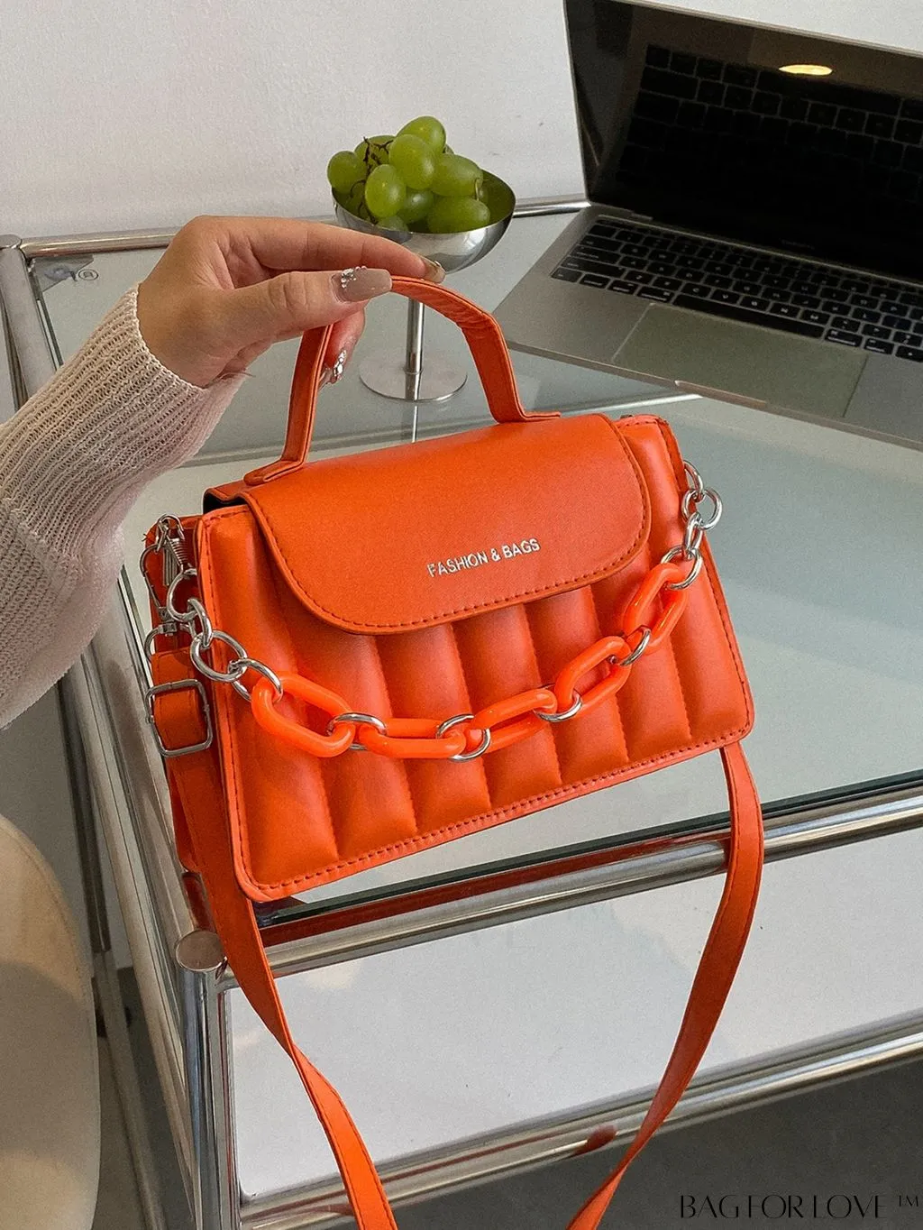 BagForLove - Compact Chain-Adorned Satchel: Stylish and Functional