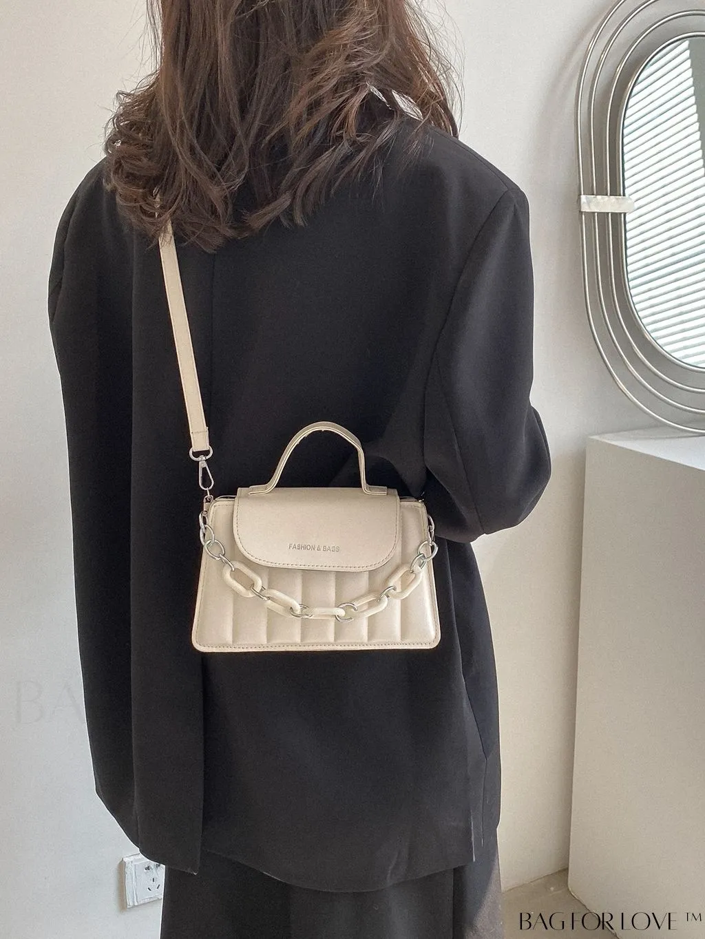 BagForLove - Compact Chain-Adorned Satchel: Stylish and Functional