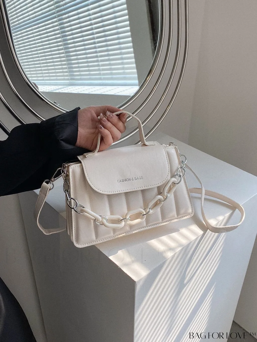BagForLove - Compact Chain-Adorned Satchel: Stylish and Functional