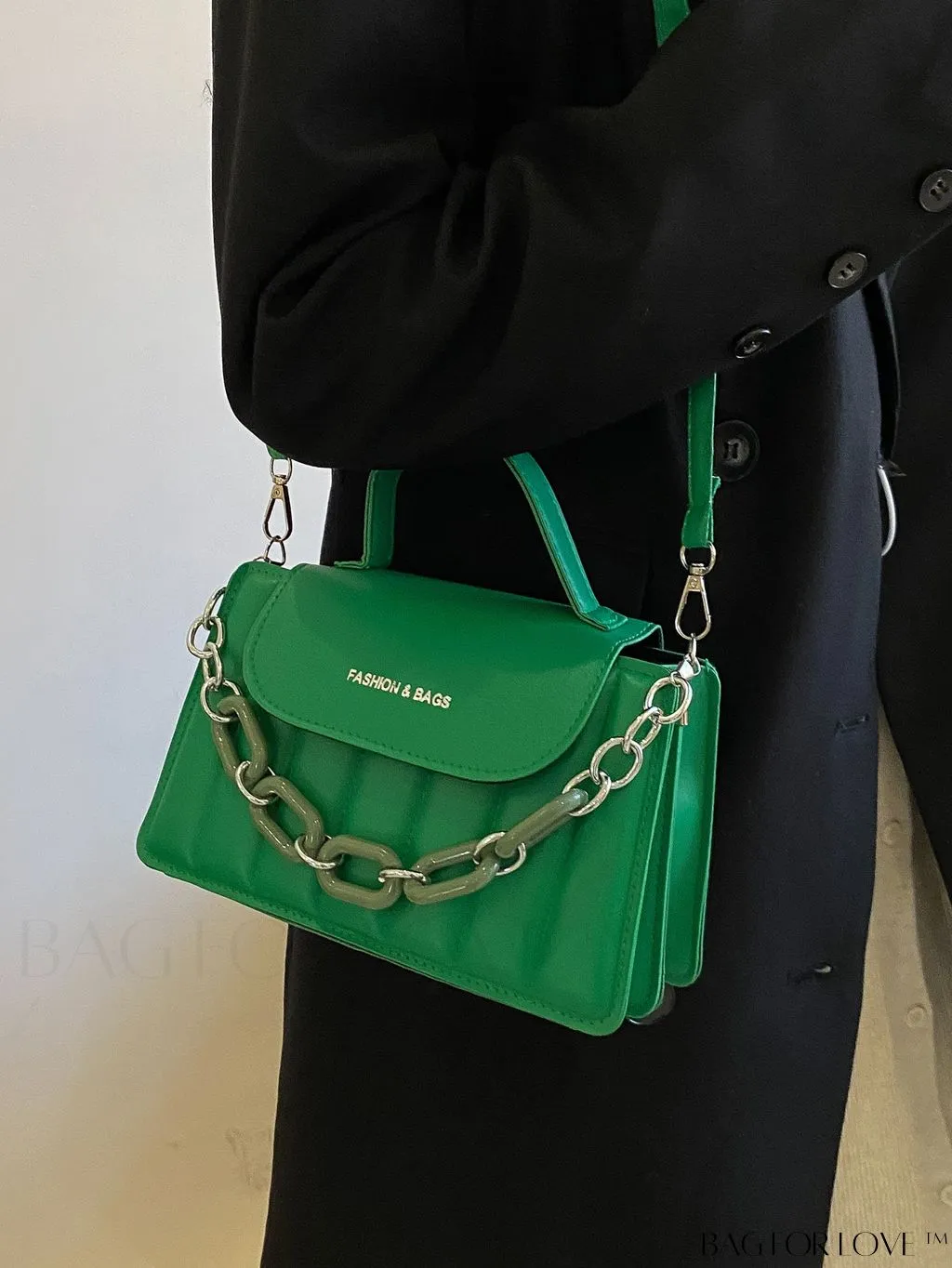 BagForLove - Compact Chain-Adorned Satchel: Stylish and Functional