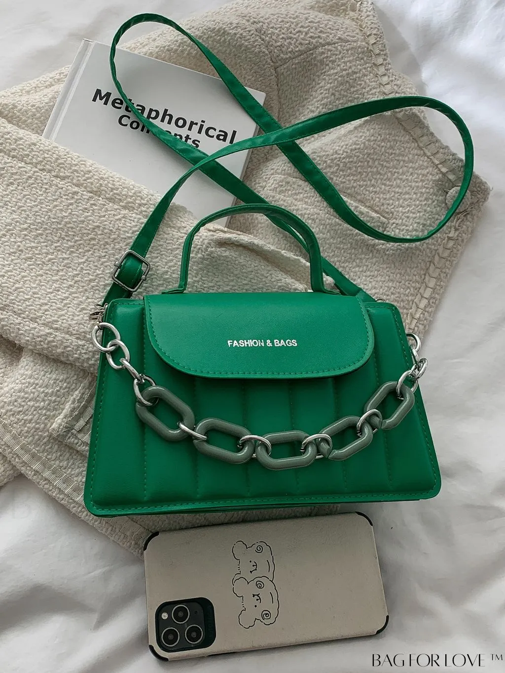 BagForLove - Compact Chain-Adorned Satchel: Stylish and Functional