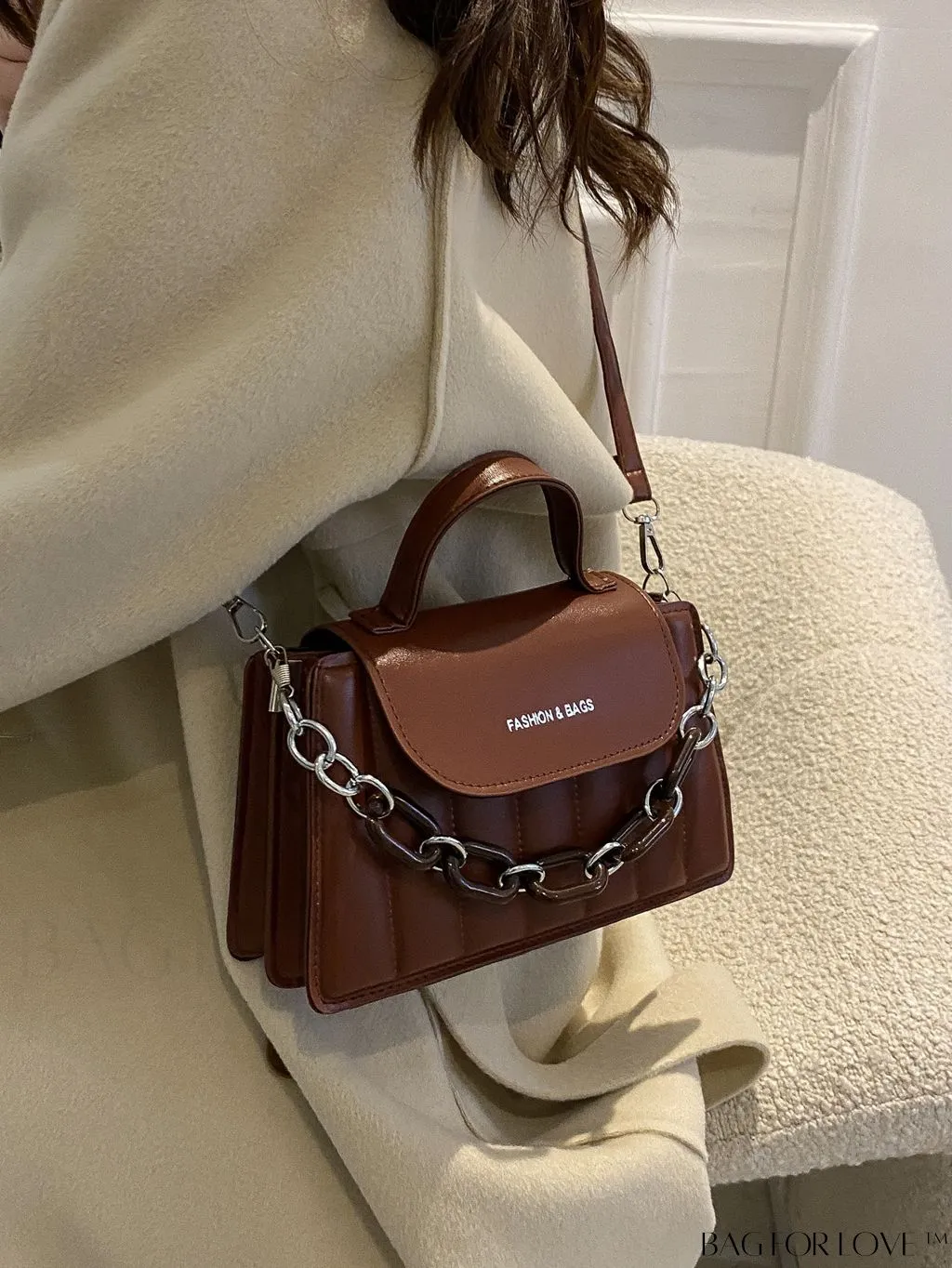 BagForLove - Compact Chain-Adorned Satchel: Stylish and Functional
